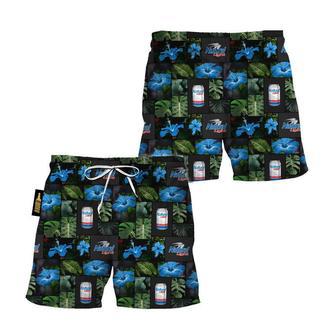 Natural Light Hibiscus Flower Swim Trunks | Newhawaiianshirts CA