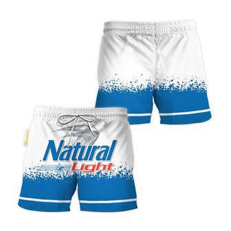 Natural Light White Blue Basic Swim Trunks | Newhawaiianshirts