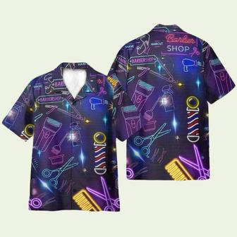 Neon Barber Shop Tools Hawaiian Shirt | Newhawaiianshirts