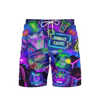 Neon Cocktail Night Club Blue And Violet Beach Shorts For Men | Newhawaiianshirts CA