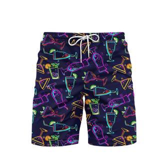 Neon Cocktails Beach Shorts For Men | Newhawaiianshirts DE