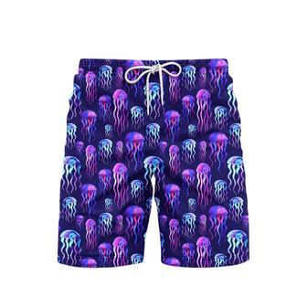 Neon Colorful Jellyfish Violet Beach Shorts For Men | Newhawaiianshirts DE