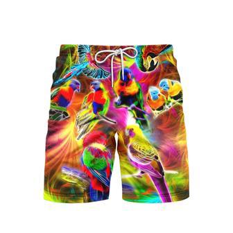 Neon Colorful Parrot Beach Shorts For Men | Newhawaiianshirts UK