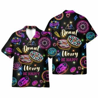 Neon Donut Worry Be Happy Hawaiian Shirt | Newhawaiianshirts DE