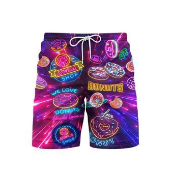 Neon Donuts We Love Donuts Beach Shorts For Men | Newhawaiianshirts CA