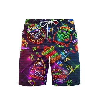 Neon Mexican Party Cinco De Mayo Beach Shorts For Men | Newhawaiianshirts CA