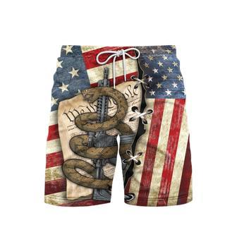 New Snake American Flag Don't Tread On Me Beach Shorts For Men | Newhawaiianshirts UK