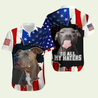 Of July Independence Day American Flag Pitbull Hawaiian Shirt | Newhawaiianshirts DE