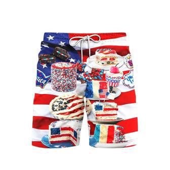 of July Patriotic Cake Beach Shorts For Men | Newhawaiianshirts CA