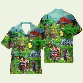 Old Tractor Tropical Green Grass Hawaiian Shirt | Newhawaiianshirts