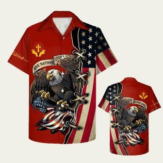 One Nation Under God American Flag Eagle Hawaiian Shirt | Newhawaiianshirts CA