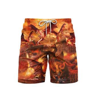 Orange Fire Dragon Love Life Beach Shorts For Men | Newhawaiianshirts UK