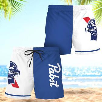 Pabst Blue Ribbon Basic Swim Trunks | Newhawaiianshirts CA