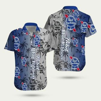 Pabst Blue Ribbon Coconut Trees Pattern Hawaiian Shirt | Newhawaiianshirts AU