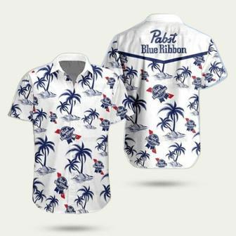 Pabst Blue Ribbon Island Pattern Hawaiian Shirt | Newhawaiianshirts UK