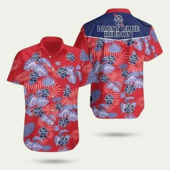 Pabst Blue Ribbon Leaves Pattern Hawaiian Shirt | Newhawaiianshirts CA