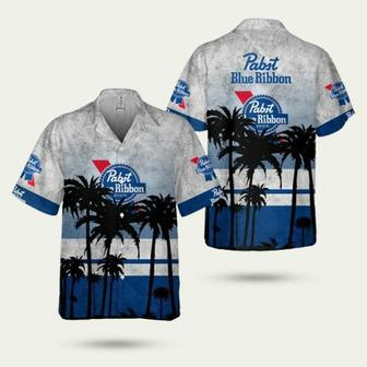 Pabst Blue Ribbon Palm Tree Hawaiian Shirt | Newhawaiianshirts UK