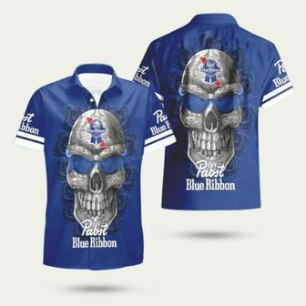 Pabst Blue Ribbon Skull Rose Special Hawaiian Shirt | Newhawaiianshirts