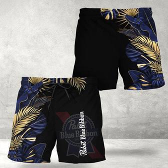 Pabst Blue Ribbon Tropical Kentia Palm Swim Trunks | Newhawaiianshirts AU