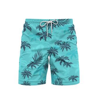 Palm Trees Tropical Beach Blue Aloha Beach Shorts For Men | Newhawaiianshirts CA