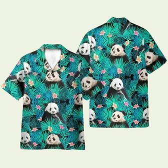 Panda In Tropical Green Leaves Hawaiian Shirt | Newhawaiianshirts