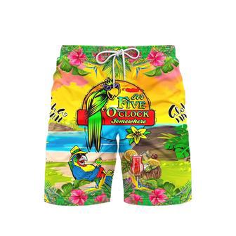 Parrot It's 5 O'Clock Somewhere Beach Shorts For Men | Newhawaiianshirts AU