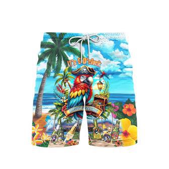 Parrot It's 5 O'Clock Somewhere Beer Party On The Beach Blue Beach Shorts For Men | Newhawaiianshirts DE