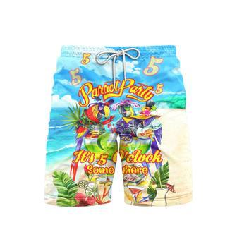 Parrot It's 5 O'Clock Somewhere Cocktail Party Beach Shorts For Men | Newhawaiianshirts