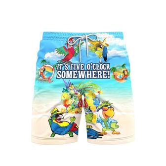 Parrot It's 5 O'Clock Somewhere Tropical Margarita Cocktail Beach Shorts For Men | Newhawaiianshirts CA