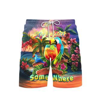 Parrot It's Five O'clock Somewhere Cocktail Tropical Beach Shorts For Men | Newhawaiianshirts DE