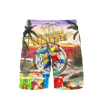 Parrot Tropical It's 5 O'clock Somewhere Beach Shorts For Men | Newhawaiianshirts UK