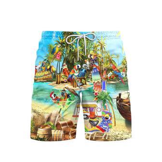 Parrots Cocktail Party In Hawaii Island Beach Shorts For Men | Newhawaiianshirts