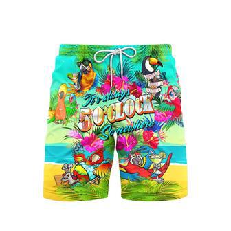 Parrots It's Five O'clock Somewhere Margarita Cocktails Tropical Beach Shorts For Men | Newhawaiianshirts AU