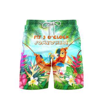 Party Parrot It's 5 O'Clock Somewhere Beach Shorts For Men | Newhawaiianshirts AU