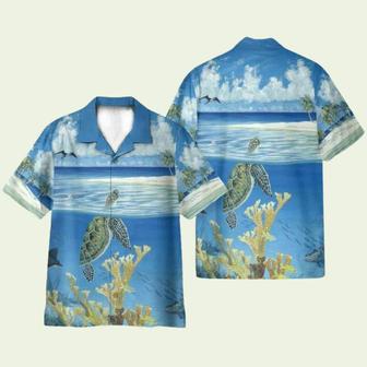 Peaceful Turtles Ocean World Swim Trunk Hawaiian Shirt | Newhawaiianshirts CA