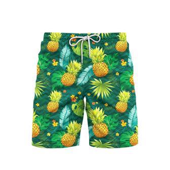 Pineapple Fruit Tropical Green And Yellow Beach Shorts For Men | Newhawaiianshirts AU