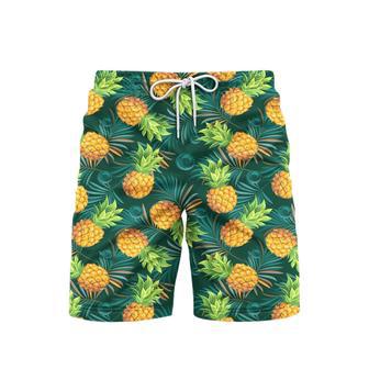 Pineapples With Palm Leaves Tropical Beach Shorts For Men | Newhawaiianshirts AU