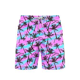 Pink Palm Tree Love Beach Beach Shorts For Men | Newhawaiianshirts AU