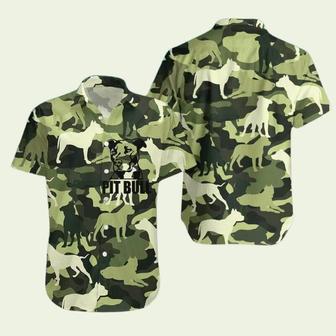 Pitbull Camo Dog Army Veteran Hawaiian Shirt | Newhawaiianshirts DE