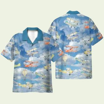 Planes And Hot Air Balloon Fly Away Hawaiian Shirt | Newhawaiianshirts AU