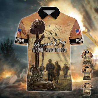 Premium Memorial Day We Will Never Forget Polo Shirt - Monsterry UK