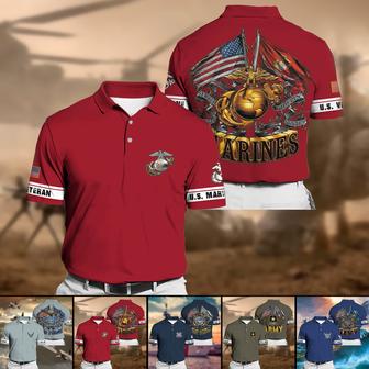 Premium Multiple US Military Services Veteran Polo Shirt - Monsterry