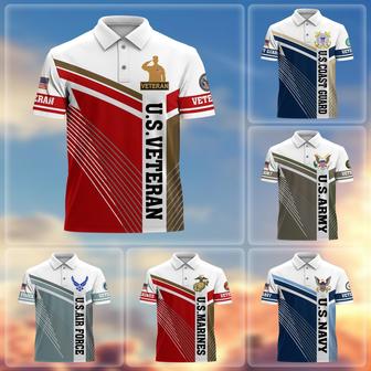 Premium US Veterans Polo Shirt, Gift For Army Veteran, Navy Veteran, Marine Veteran, Air Force Veteran, Coast Guard Veteran, Vietnam Veteran, Gift For Veterans Day, Father's Day, Independence Day - Monsterry