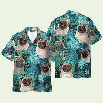 Pug Dog Happy Face Tropical Pattern Hawaiian Shirt | Newhawaiianshirts