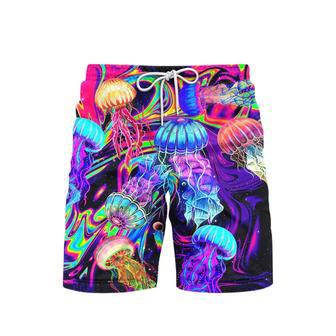 Rainbow Jellyfish Colorful Pattern Beach Shorts For Men | Newhawaiianshirts AU