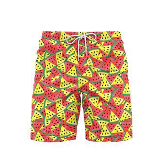 Red And Yellow Watermelon Slices Pattern Beach Shorts For Men | Newhawaiianshirts CA