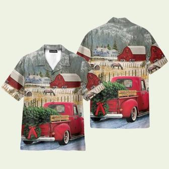 Red Truck Christmas Apple Valley Orchards Hawaiian Shirt | Newhawaiianshirts DE