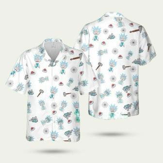 Rick And Morty Cartoon Pattern White Hawaiian Shirt | Newhawaiianshirts AU