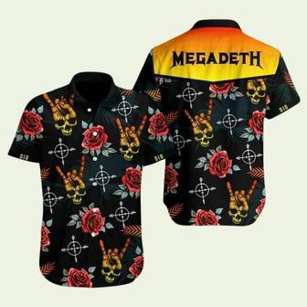 Rock Band Megadeth Skull Flowers Hawaiian Shirt | Newhawaiianshirts