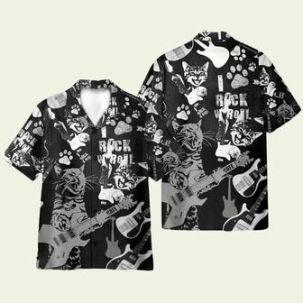 Rock N Roll Cats Make A Statement Hawaiian Shirt | Newhawaiianshirts CA